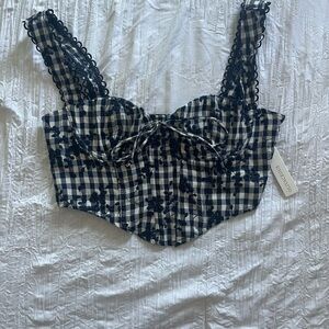 Black and White Sleeveless Bustier Crop Top